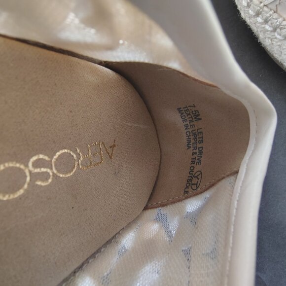 Aerosoles Espadrilles Flats Womens Size 7.5 M Lets Drive Cream Ruffle Shoes - Picture 4 of 11